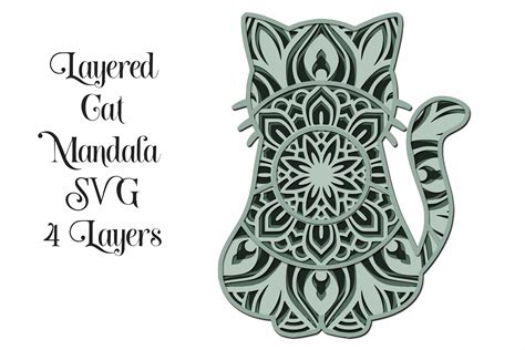 Cat Mandala Layered 3d Svg 4 Layers 1038776 Paper Cutting