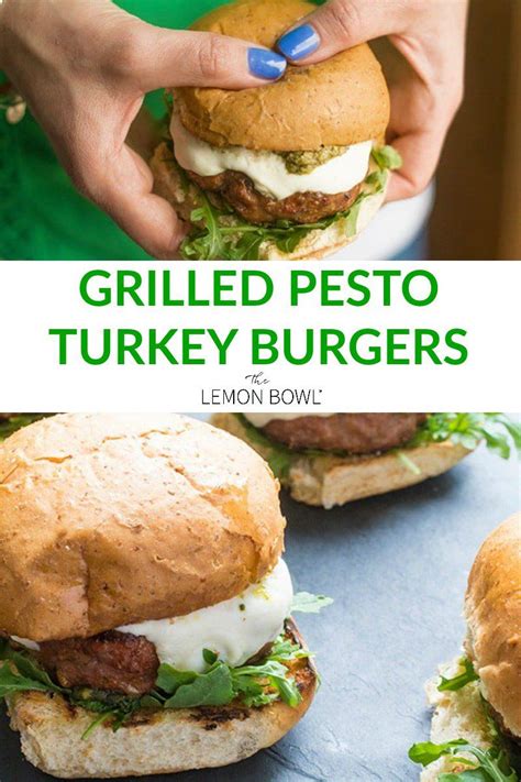 These Juicy Grilled Pesto Turkey Burgers Are Topped With Fresh Pesto