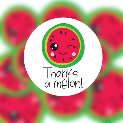 Thanks A Melon Stickers Watermelon Stickers Happy Mail Etsy