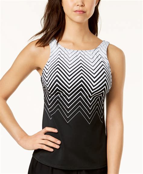 Reebok Electric Express Printed High Neck Tankini Top Created For Macy