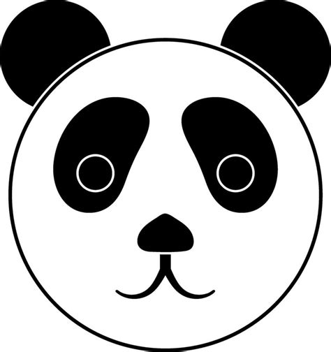 Cute Panda Bear Face Icon In Black And White Style 25314278 Vector Art