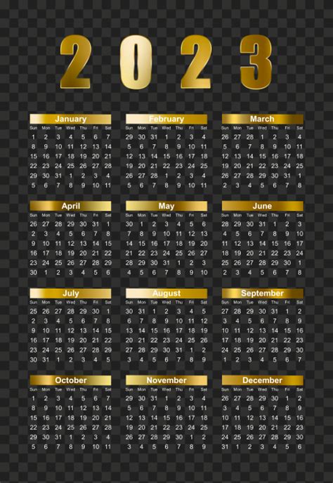 Simple Gold 2023 Calendar Hd Png Citypng