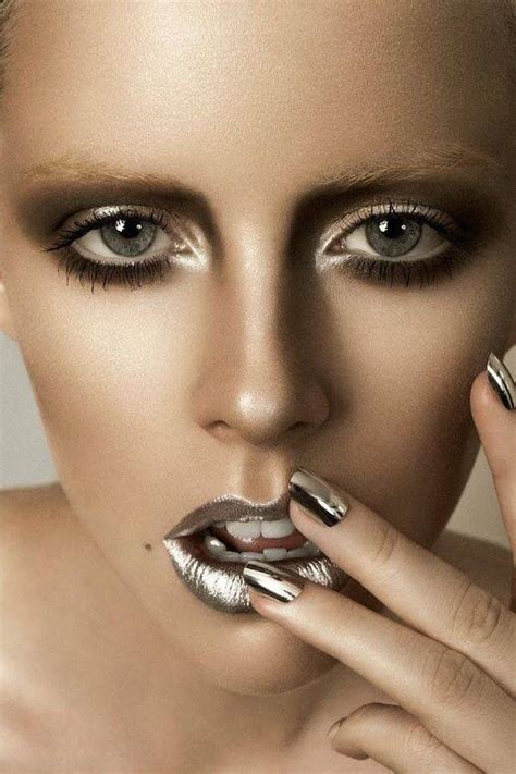 Editorial Makeup Metallic Makeup Silver Makeup Metallic Lips Gold