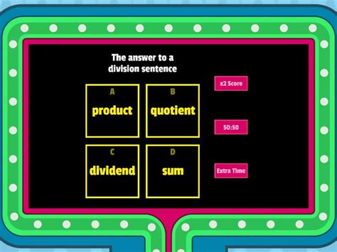 Math Vocabulary Gameshow Quiz