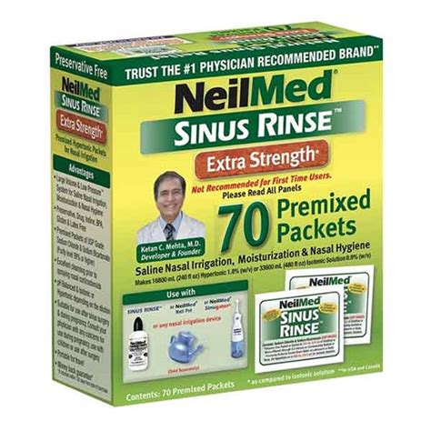 Neilmed Sinus Rinse Hypertonic Extra Strength 70 Premixed Sachets