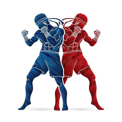 Muay Thai Thai Boxing Standing Ready To Fight Stock Vector