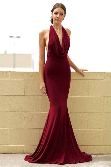 Hualong Sexy Halter Sleeveless Red Backless Prom Dress Online Store