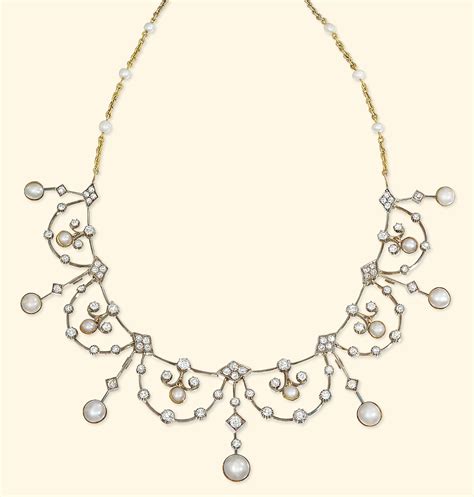 an edwardian diamond and pearl necklace tiara christie s