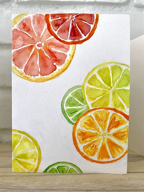 Watercolor Citrus Fruit In 2020 Small Canvas Art Watercolor Fruit
