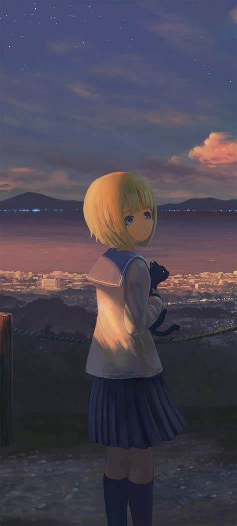 1080x2400 Anime Girl Alone Standing 1080x2400 Resolution Wallpaper Hd