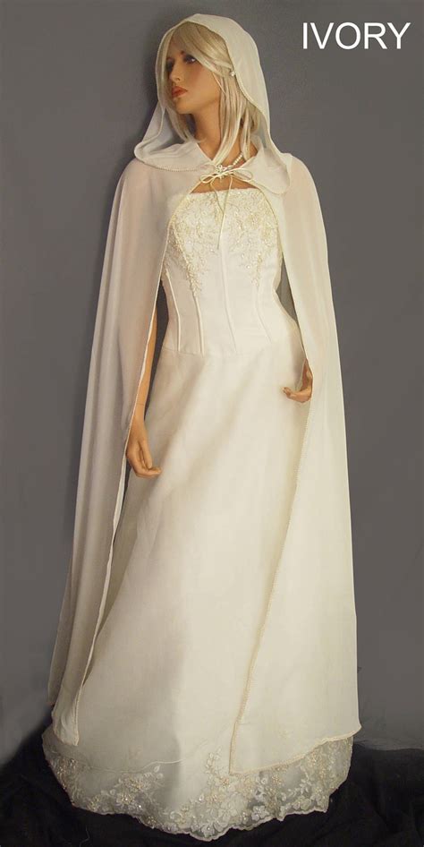 Chiffon Wedding Cloak Bridal Renaissance Medieval Hooded Cape Etsy