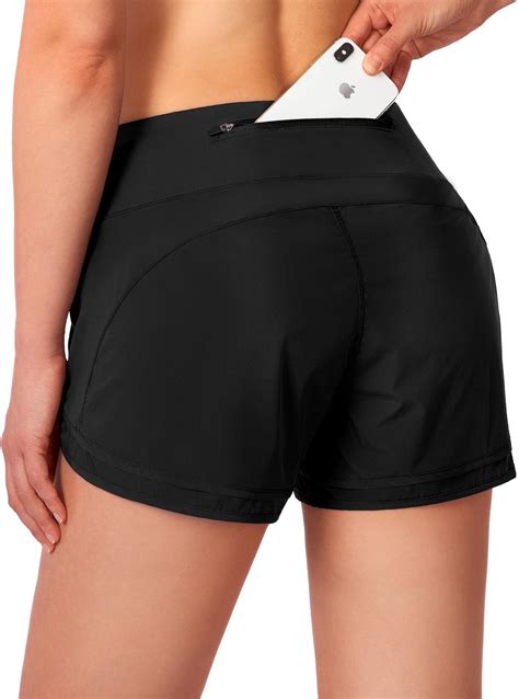 Womens Running Shorts With Zipper Pocket 3 Inch Quick Dry Workout Athletic Gym Shorts For Women