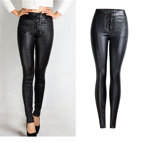 sexy black pu leather winter pants plus velvet push up skinny women plus size high waisted slim