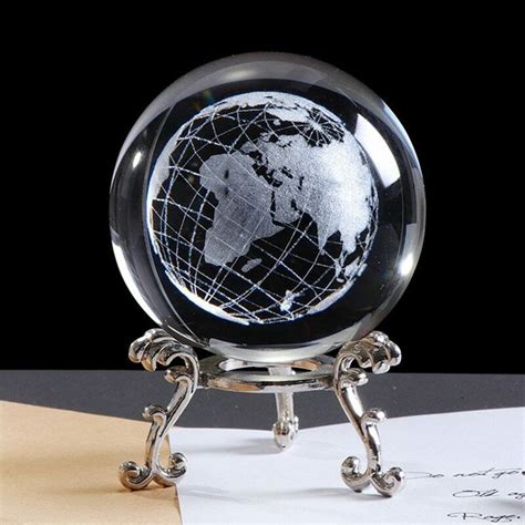 Crystal Glass World Globe Small Decorative Ornament Mini World Map Home Decor Crystal Ball