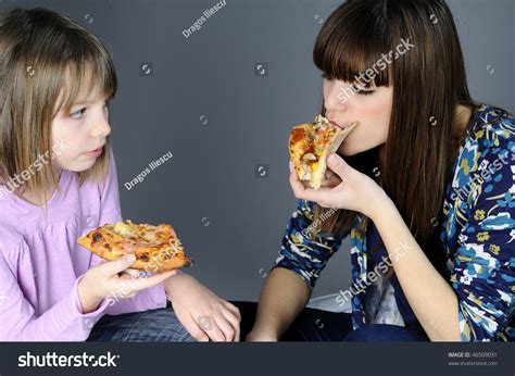 Two Girls Eating Food Stock Photo 46509031 Shutterstock