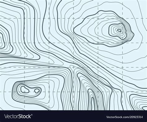 Topographic Contour Line Map With Mountain Vector Image