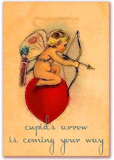 Cupid’s Arrow Is Coming Your Way Vintage Recycled V Card Valentines Card Sayings Cupid