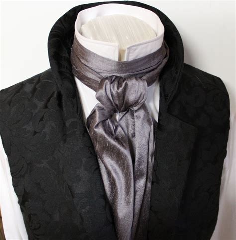Extra Long Regency Victorian Style Ascot Tie Cravat Moonshadow