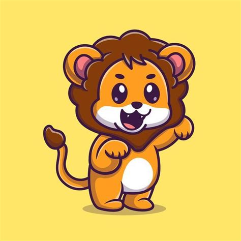 Free Vector Cute Baby Lion Cartoon Vector Icon Illustration Animal