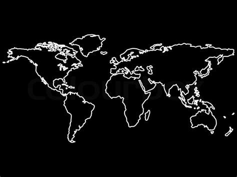 White World Map Outlines Isolated On Black Background Abstract Vector