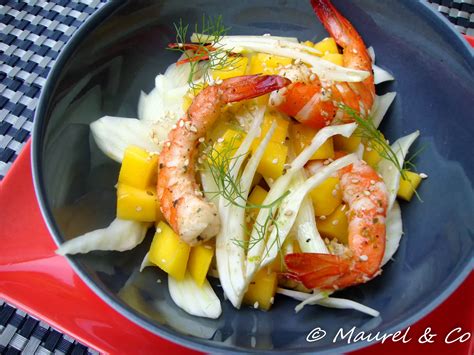 Salade de fenouil mangue et crevettes rôties Gourmand Croquant By