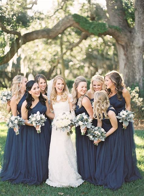 Elegant Florida Wedding Glamour And Grace Navy Bridesmaid Dresses