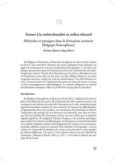 Pdf Former La Multiculturalit En Milieu Ducatif M Thodes Et