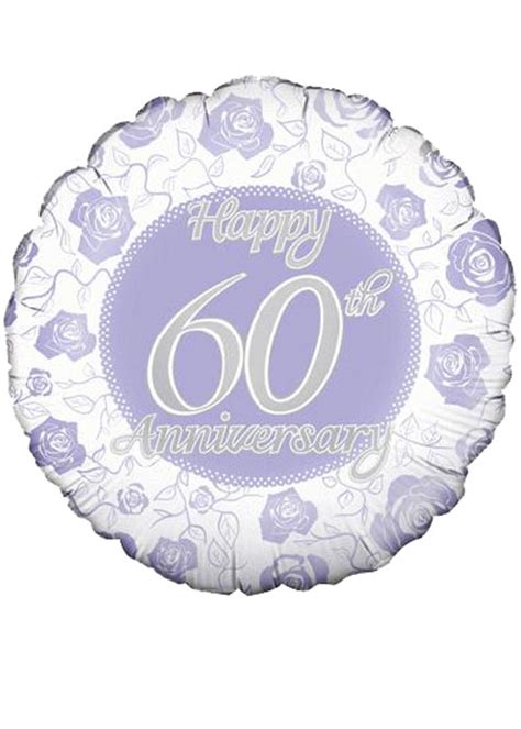 Inflated Lilac Happy 60th Anniversary Helium Balloon
