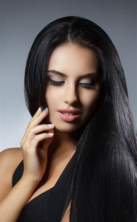 Close Eyes Woman Model Black Hair 950x1534 Wallpaper Long Black