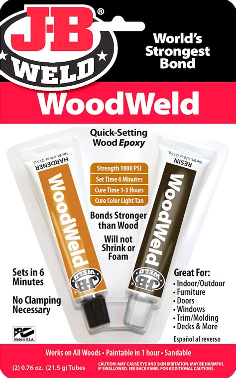 J B Weld Woodweld 2 Part Epoxy Adhesive Quick Setting Sandable Etsy