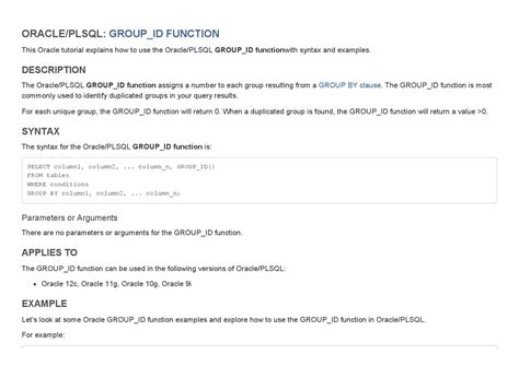 Oracle Plsql Group Id Function By John Suma Issuu