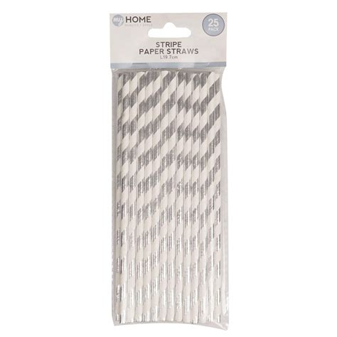 Pack Of 25 Striped Paper Straws