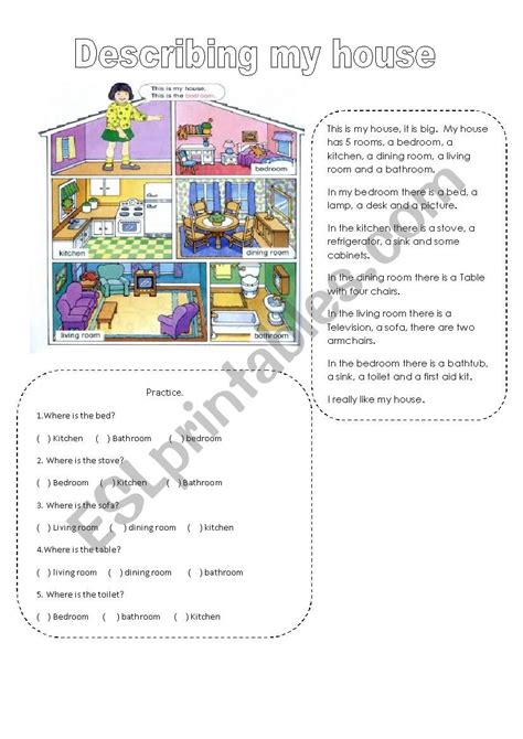 Describing My House Esl Worksheet By Lunama 1fb