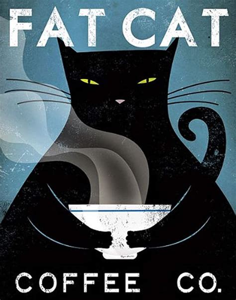 Welcome to my store, i'm glad to see you here. Fat cat coffee cafe company black cat poster