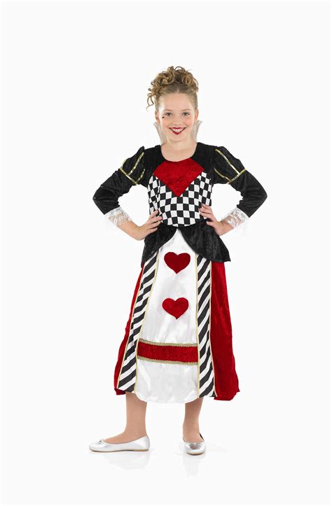 Girls Queen Of Hearts Girl Costume For Fairytale Wonderland Fancy Dress