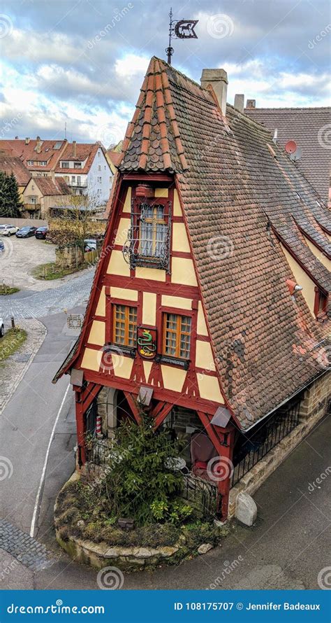 Old Bavarian House In Rothenburg Ob Der Tauber Germany Editorial