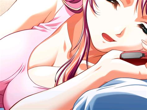 Houtani Yukitoshi Yoshimori Misaki Reversible 1girl Breasts Cellphone Cleavage Close Up