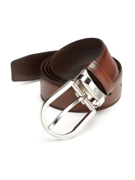 Montblanc Horseshoe Pin Leather Belt In Brown For Men Lyst