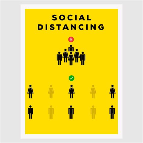 distanciamento social sinal linha arte vetor cartaz ilustração design