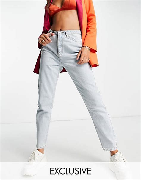 Missguided Riot Mom Jean In Light Blue Mblue Asos