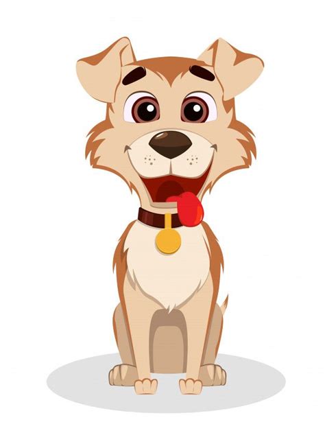 Cão engraçado bonito personagem de desenho animado cachorro Vetor