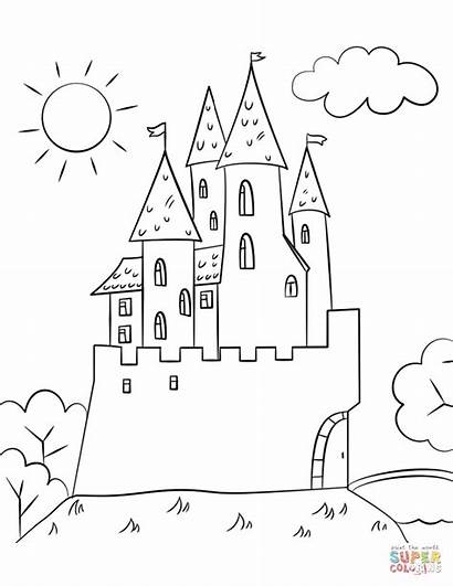 Castle Coloring Cartoon Pages Drawing Ziggurat Disney