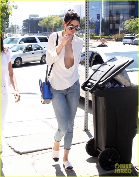 Kendall Jenner Narrowly Avoids Nip Slip In Super Low Cut Top Photo