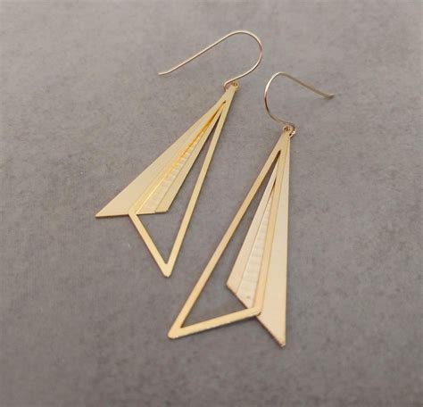 Geometric Earrings Dangle Earrings Gold Earrings Square Earrings