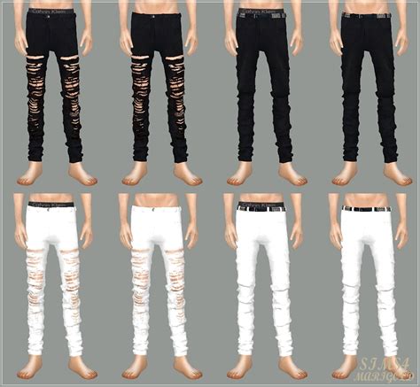 My Sims 4 Blog Black And White Ripped Jeans For Males By Marigold