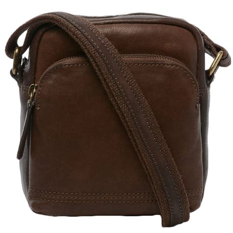 Mens Small Leather Travel Bag Brown 8681 Mens Leather Bags