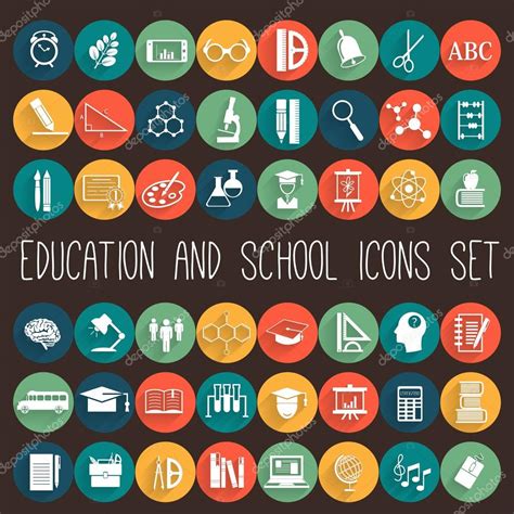 Education Flat Icon Set Stock Vector Image By ©littlecuckoo 51813143