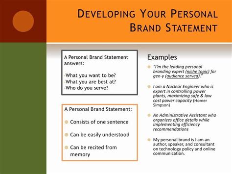 Examples Of Personal Brand Statement