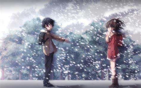 Standing Boku Dake Ga Inai Machi Anime Anime Girls Snow Winter