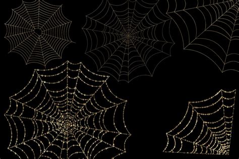 Shimmering Web Overlays And Spider Web Clipart In Gold Rose Etsy